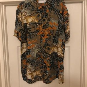 Topman Tiger Print Design Short Sleeve Shirt